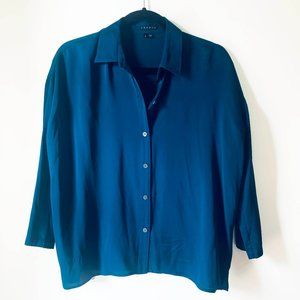 Theory- Silk Button-up Blouse w. 3/4 Sleeves- Sz S